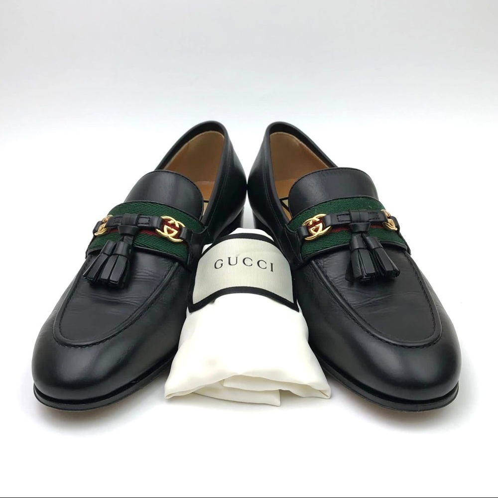 GUCCI Paride Tassel Web Loafer sz 5.5